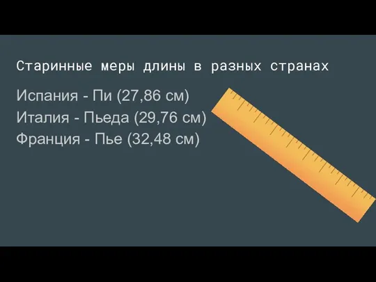 Старинные меры длины в разных странах Испания - Пи (27,86