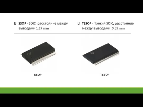 SSOP TSSOP SSOP - SOIC, расстояние между выводами 1.27 mm