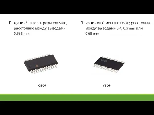 QSOP VSOP QSOP - Четверть размера SOIC, расстояние между выводами