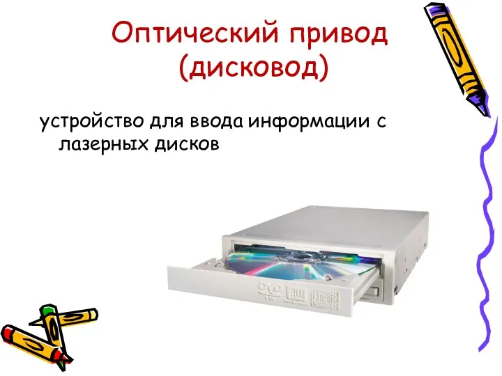 Оптический привод (дисковод) устройство для ввода информации с лазерных дисков