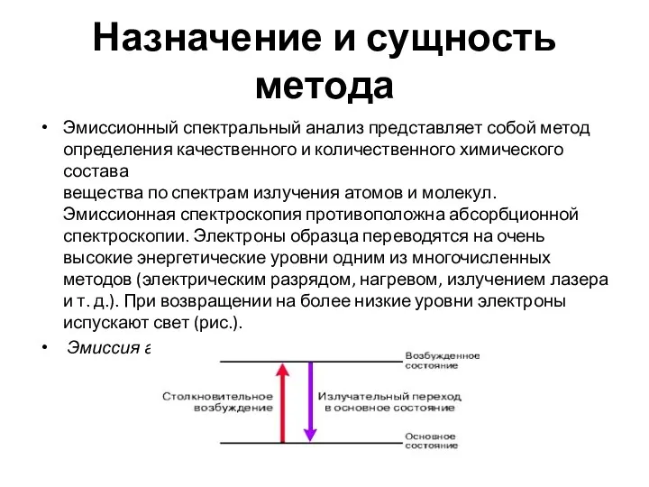 Назначение и сущность метода Эмиссионный спектральный анализ представляет собой метод