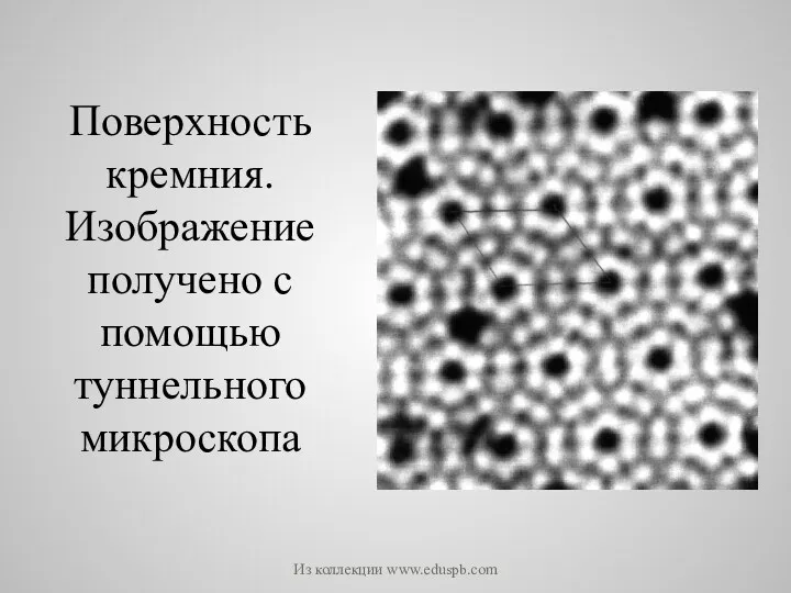 Поверхность кремния. Изображение получено с помощью туннельного микроскопа Из коллекции www.eduspb.com