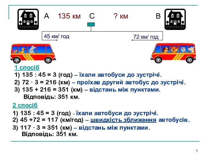 1 спосіб 1) 135 : 45 = 3 (год) –