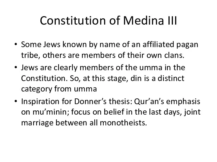 Constitution of Medina III Some Jews known by name of