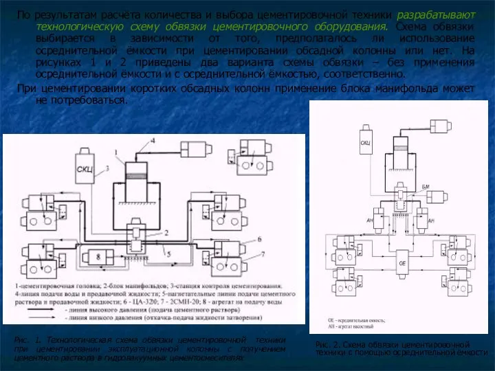 По результатам расчёта количества и выбора цементировочной техники разрабатывают технологическую