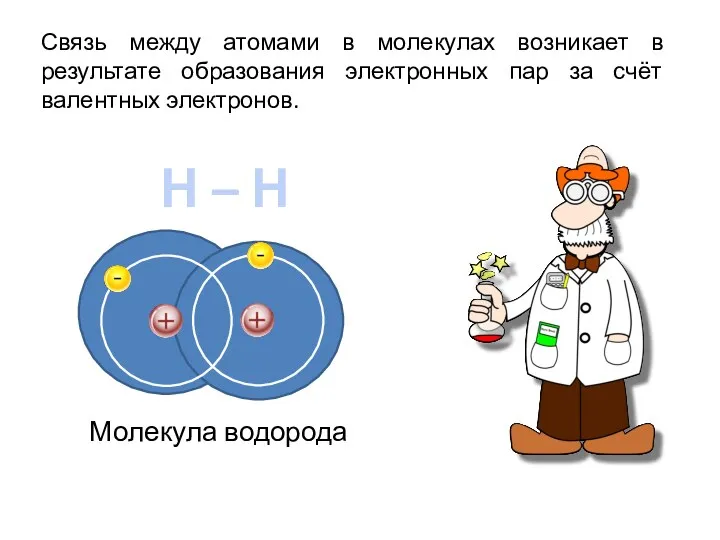 Связь между атомами в молекулах возникает в результате образования электронных