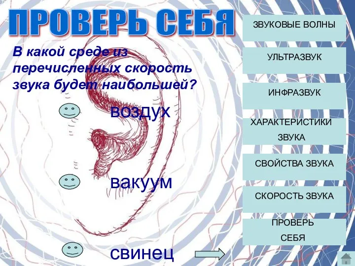 ЗВУКОВЫЕ ВОЛНЫ УЛЬТРАЗВУК ИНФРАЗВУК ХАРАКТЕРИСТИКИ ЗВУКА СВОЙСТВА ЗВУКА СКОРОСТЬ ЗВУКА