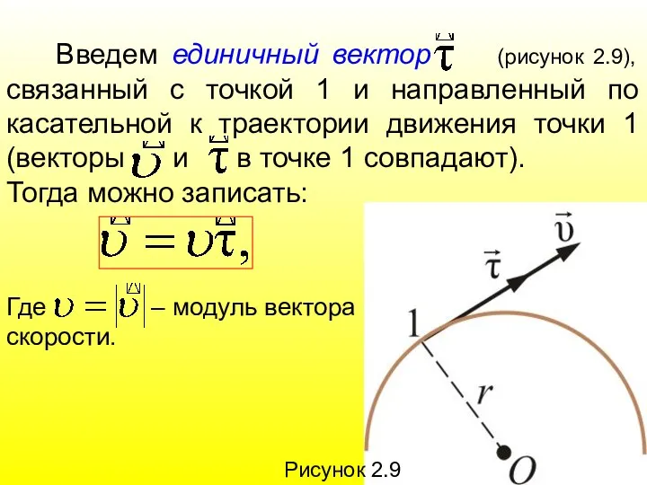 Введем единичный вектор (рисунок 2.9), связанный с точкой 1 и направленный по касательной