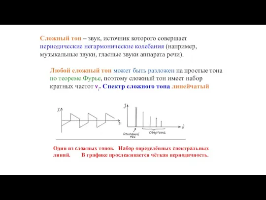 Сложный тон – звук, источник которого совершает периодические негармонические колебания