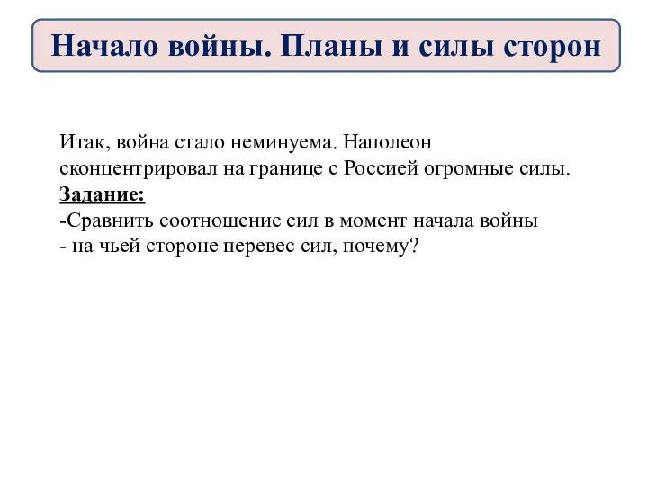 Начало войны. Планы и силы сторон Итак, война стало неминуема.