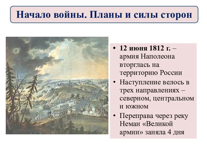 12 июня 1812 г. – армия Наполеона вторглась на территорию