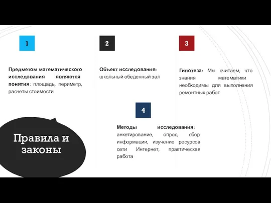 Правила и законы 1 Предметом математического исследования являются понятия: площадь,