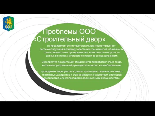 Проблемы ООО «Строительный двор» на предприятии отсутствует локальный нормативный акт,