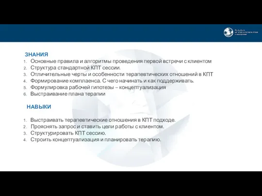 ЗНАНИЯ Основные правила и алгоритмы проведения первой встречи с клиентом