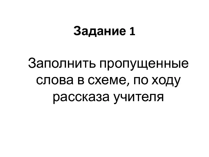 Задание 1 Заполнить пропущенные слова в схеме, по ходу рассказа учителя