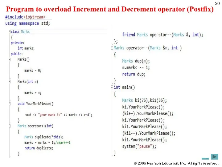 Program to overload Increment and Decrement operator (Postfix)