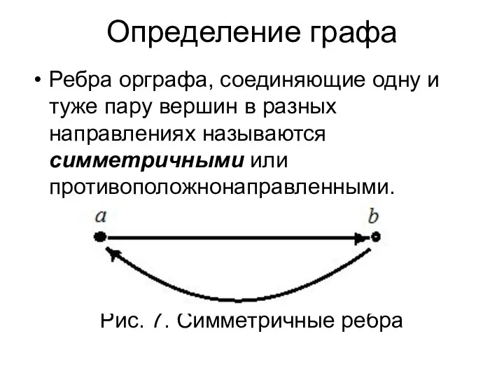 Определение графа Ребра орграфа, соединяющие одну и туже пару вершин