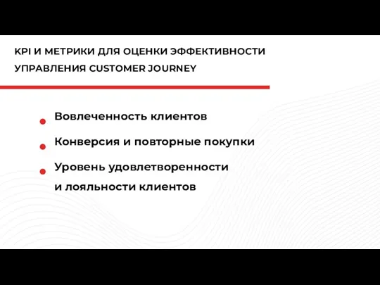 Вовлеченность клиентов Конверсия и повторные покупки Уровень удовлетворенности и лояльности