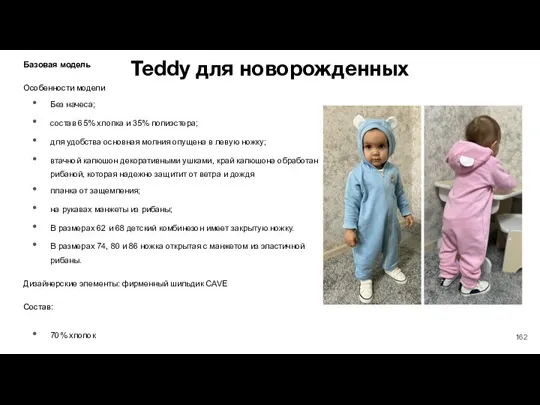 Teddy для новорожденных Базовая модель Особенности модели Без начеса; состав