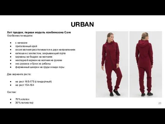 URBAN Хит продаж, первая модель комбинезона Cave Особенности модели: с