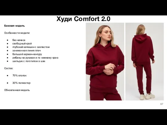 Худи Comfort 2.0 Базовая модель Особенности модели: без начеса свободный