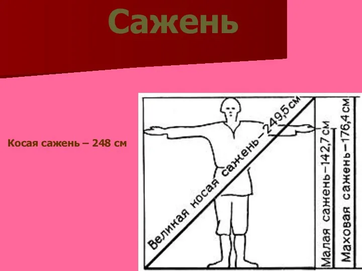 Сажень Косая сажень – 248 см