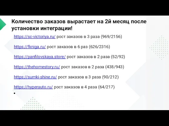 Количество заказов вырастает на 2й месяц после установки интеграции! https://sc-victoriya.ru/