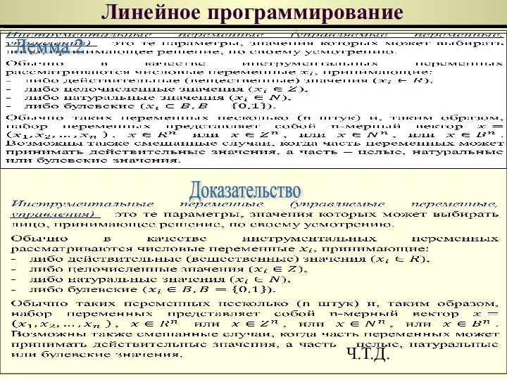 Линейное программирование Доказательство Ч.Т.Д. Лемма 2