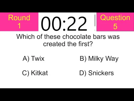 Round 1 Which of these chocolate bars was created the