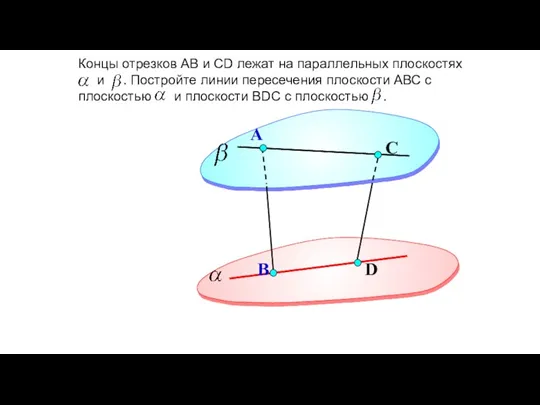 D А Концы отрезков АВ и СD лежат на параллельных