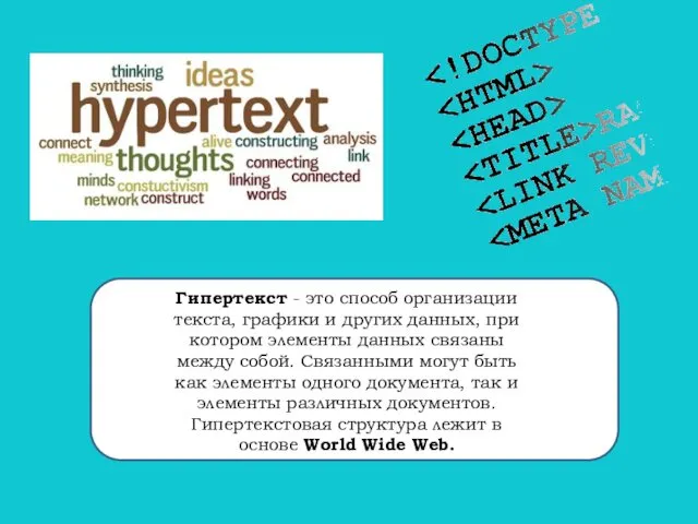 Гипертекст - это способ организации текста, графики и других данных,