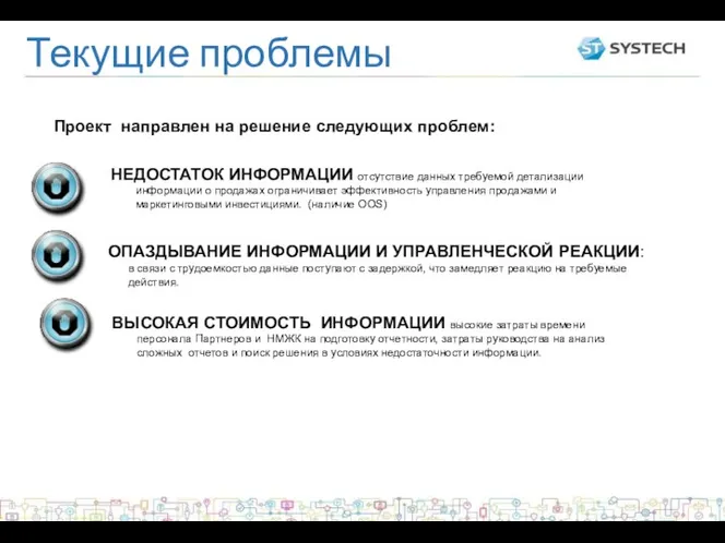 Текущие проблемы Проект направлен на решение следующих проблем: НЕДОСТАТОК ИНФОРМАЦИИ