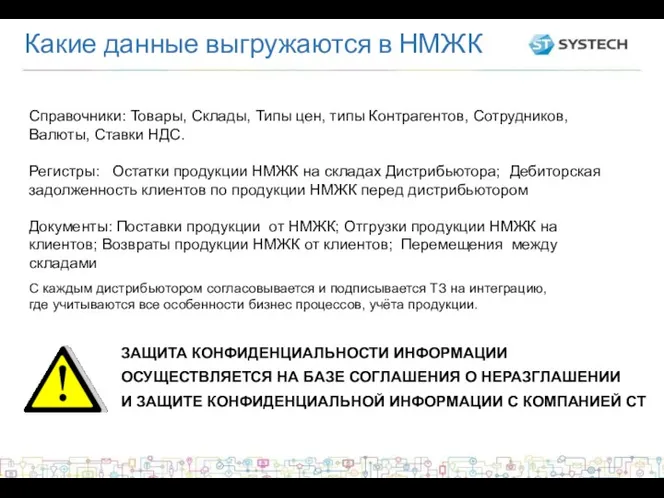 Какие данные выгружаются в НМЖК Справочники: Товары, Cклады, Типы цен,