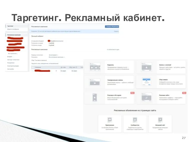 Таргетинг. Рекламный кабинет.