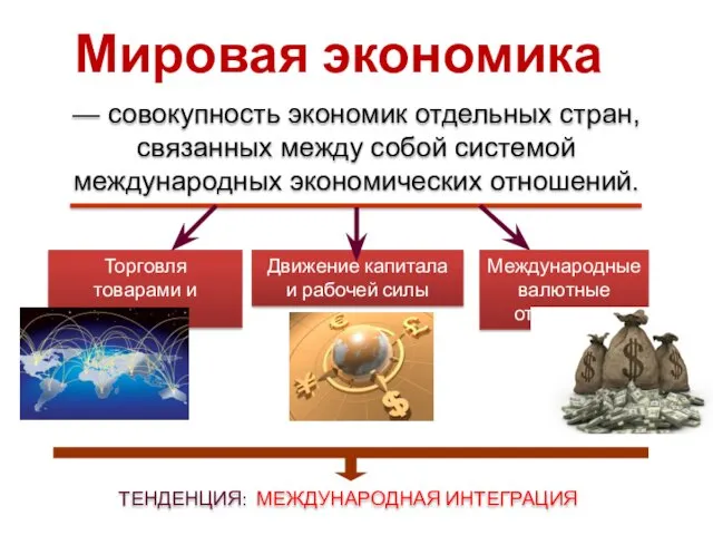 — совокупность экономик отдельных стран, связанных между собой системой международных