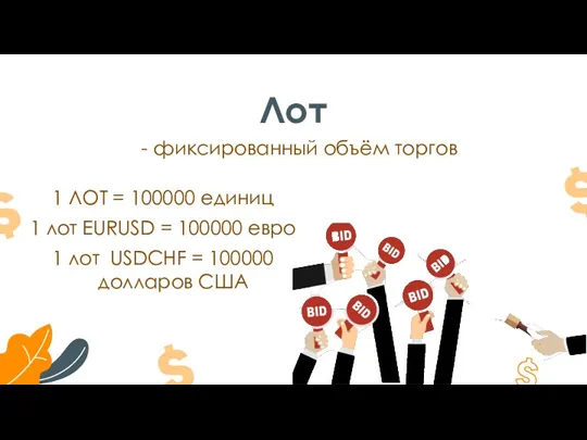 Лот 1 ЛОТ = 100000 единиц 1 лот EURUSD =