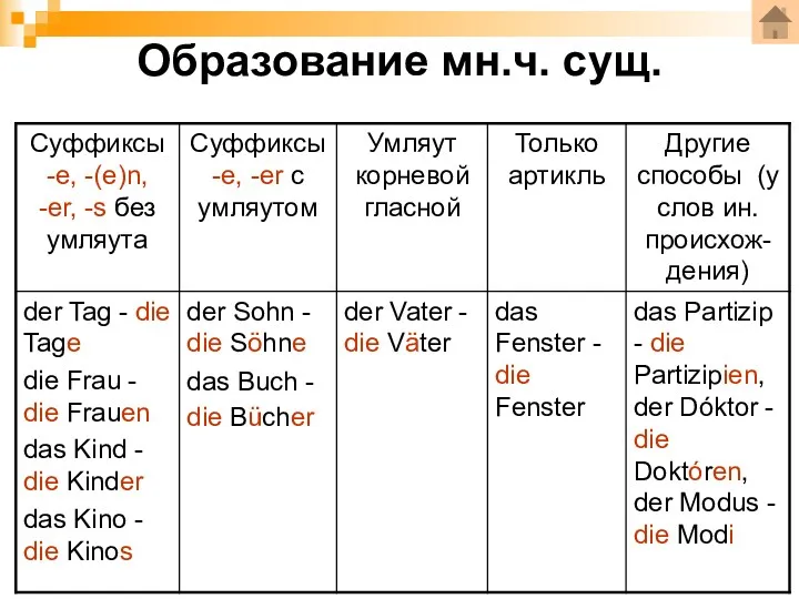 Образование мн.ч. cущ.