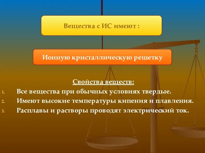 Свойства веществ: Все вещества при обычных условиях твердые. Имеют высокие