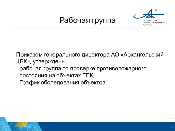 Рабочая группа Приказом генерального директора АО «Архангельский ЦБК», утверждены: рабочая