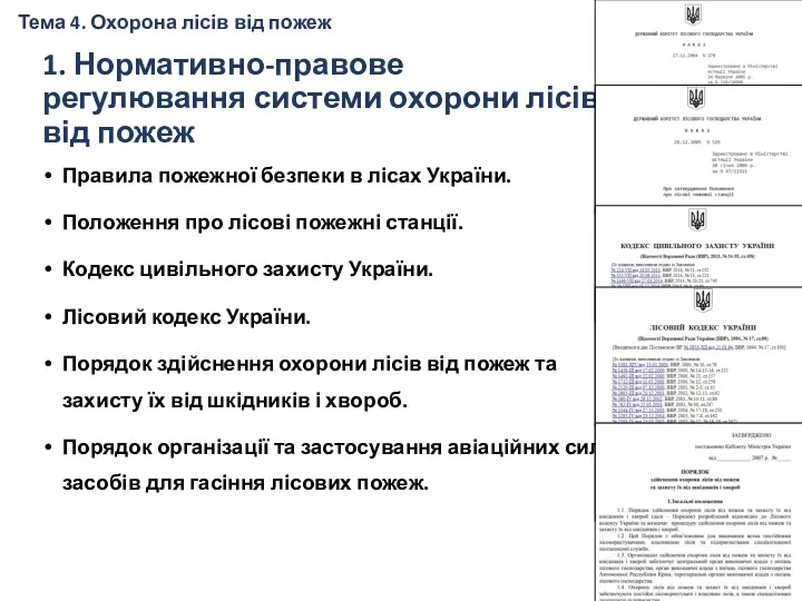 Тема 4. Охорона лісів від пожеж Правила пожежної безпеки в