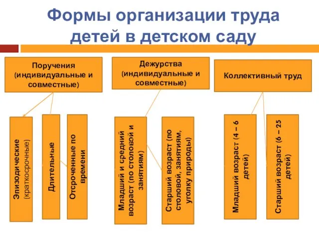 Формы организации труда детей в детском саду Поручения (индивидуальные и