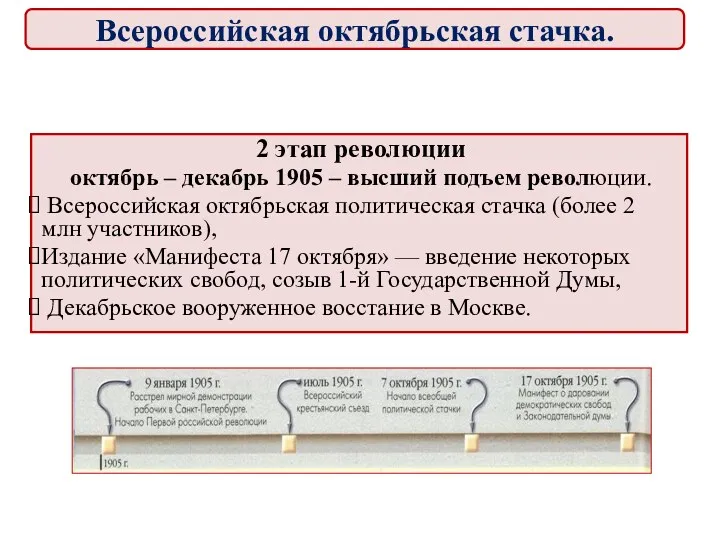 2 этап революции октябрь – декабрь 1905 – высший подъем