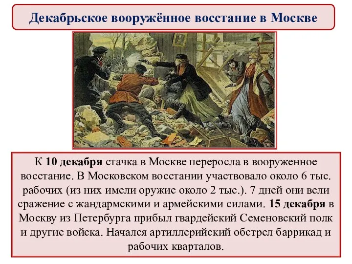 К 10 декабря стачка в Москве переросла в вооруженное восстание.