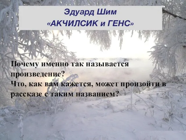 Эдуард Шим «АКЧИЛСИК и ГЕНС» Почему именно так называется произведение?