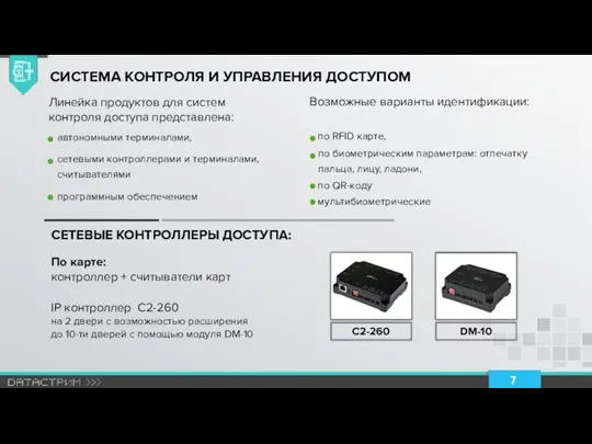 СИСТЕМА КОНТРОЛЯ И УПРАВЛЕНИЯ ДОСТУПОМ Линейка продуктов для систем контроля