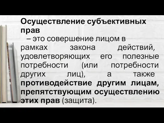 Осуществление субъективных прав – это совершение лицом в рамках закона