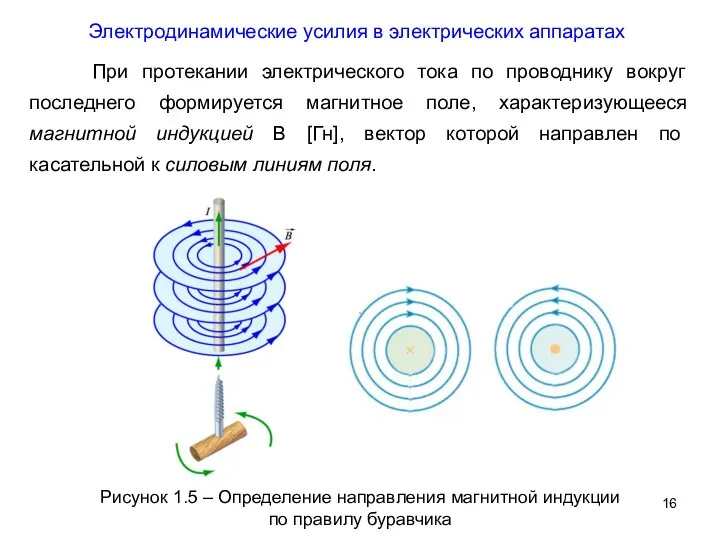 Электродинамические усилия в электрических аппаратах При протекании электрического тока по