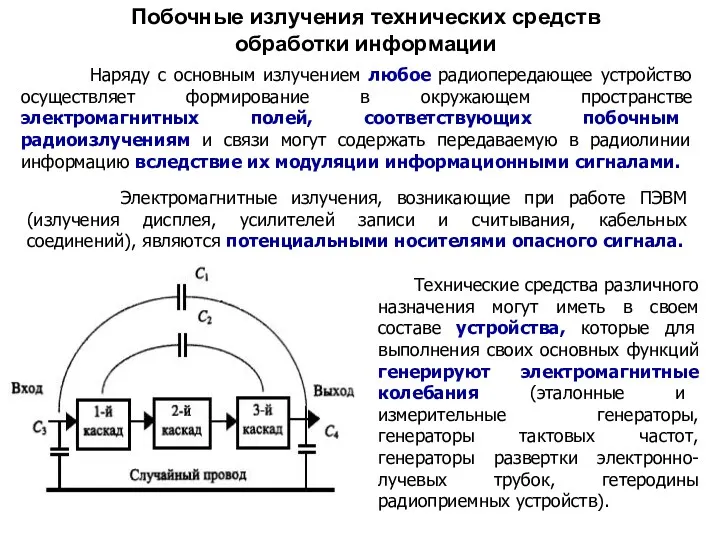 Наряду с основным излучением любое радиопередающее устройство осуществляет формирование в