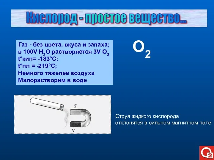 Кислород - простое вещество... О2 Газ - без цвета, вкуса