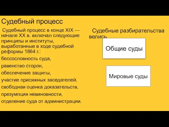 Судебный процесс Судебный процесс в конце XIX — начале XX